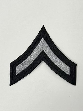 PRIVATE (PVT) CHEVRON - MEDIUM GREY on BLACK - SOLD in PAIRS.